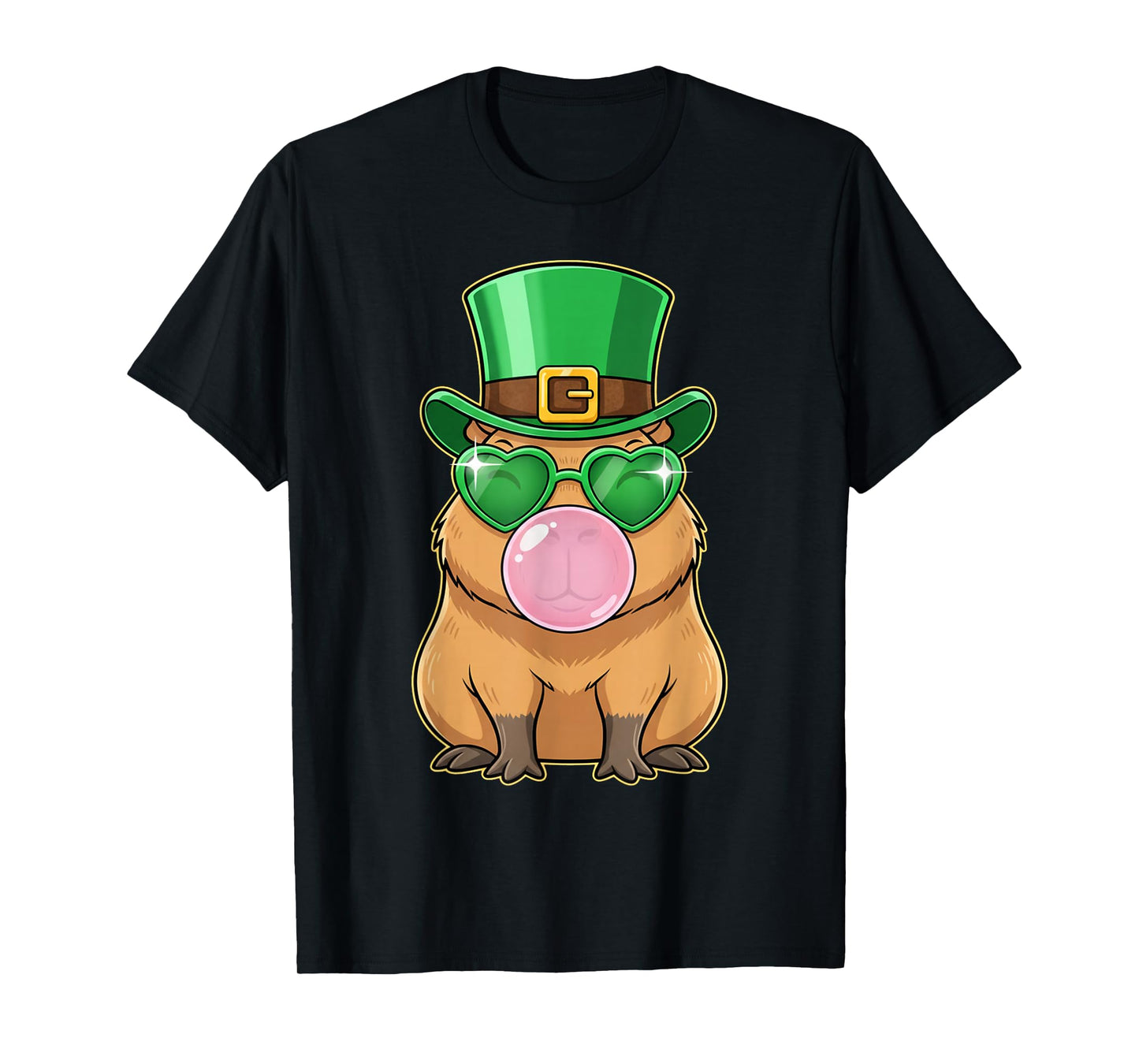 Cute Capybara St Patricks Day Capybara Bubble Gum Men Women T-Shirt