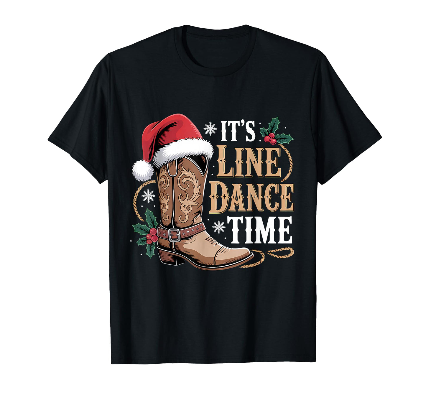 It's Line Dance Time Line Dancing Santa Hat Christmas Eve T-Shirt