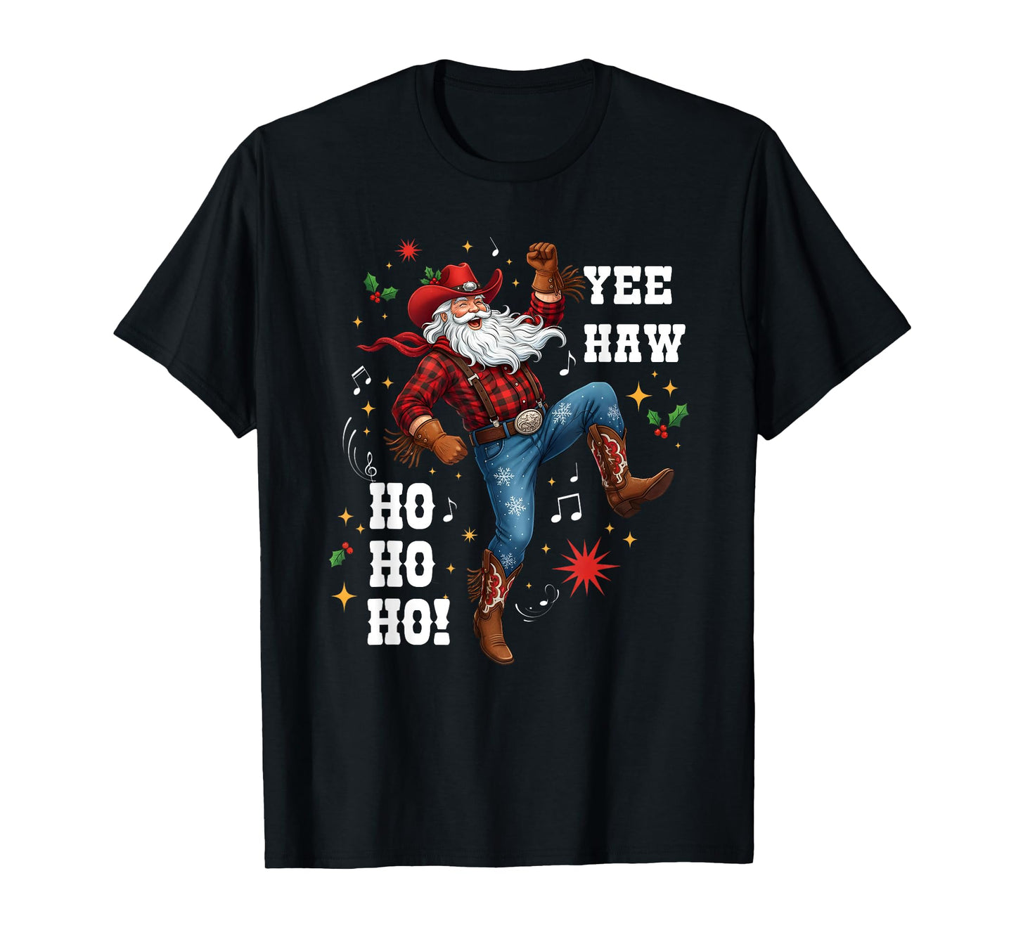 Yee Haw Ho Ho Ho Cowboy Santa Cowboy Western Christmas T-Shirt