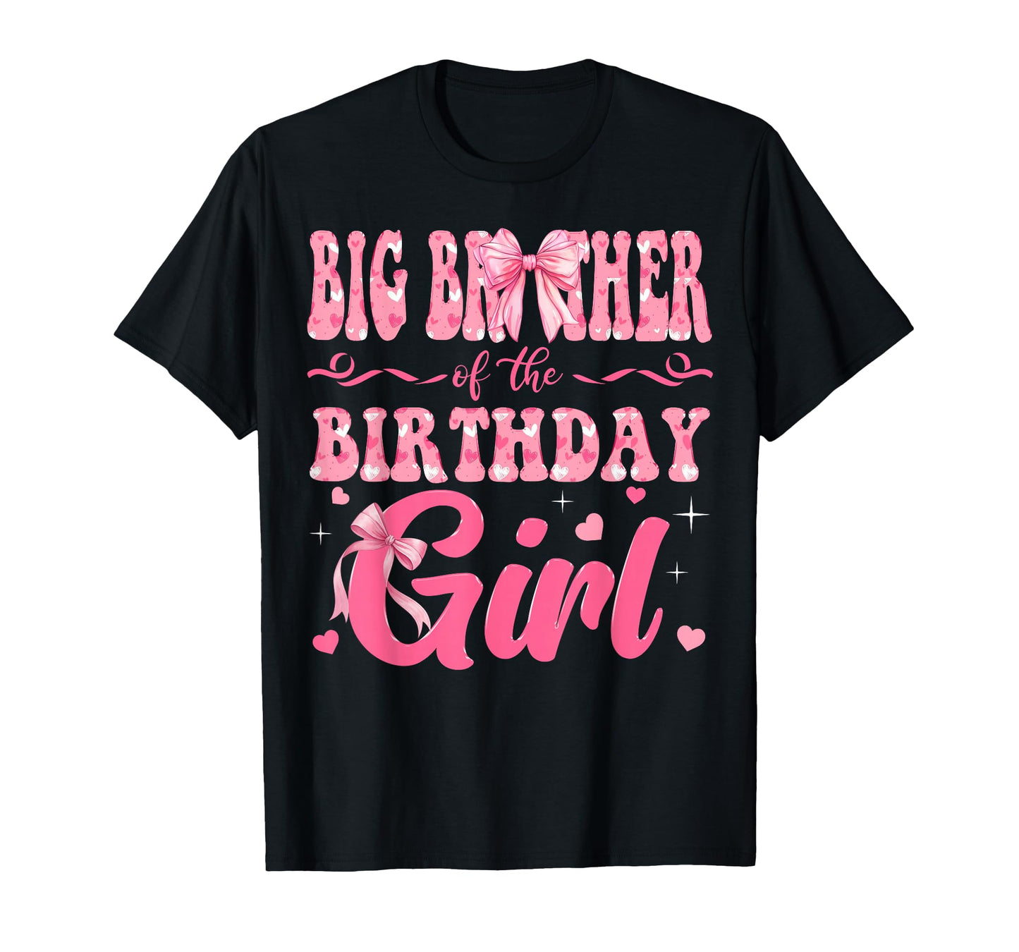 Big Brother of The Birthday Girl Family Pink Coquette Bow T-Shirt