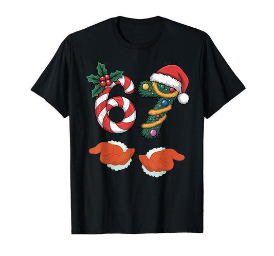 Viral 67 Candy Canes Christmas Tree with Hand Holiday 67 T-Shirt
