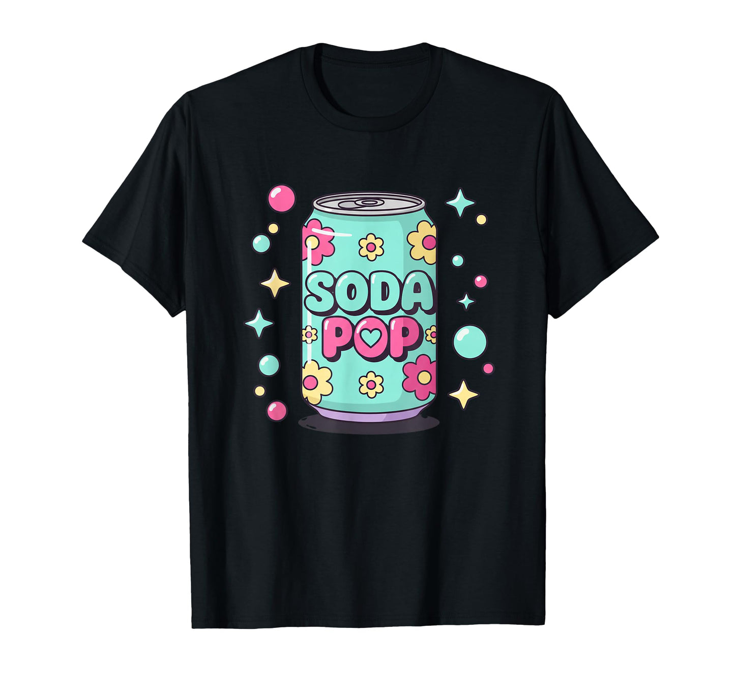 Soda Pop Kids Cute Floral Can Retro Pop Art Soda Pop T-Shirt