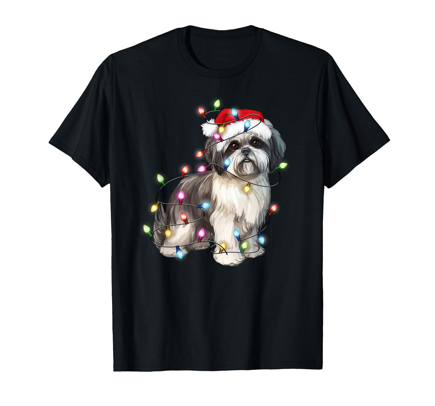 Shih Tzu Dog Christmas Lights Xmas Cute T-Shirt