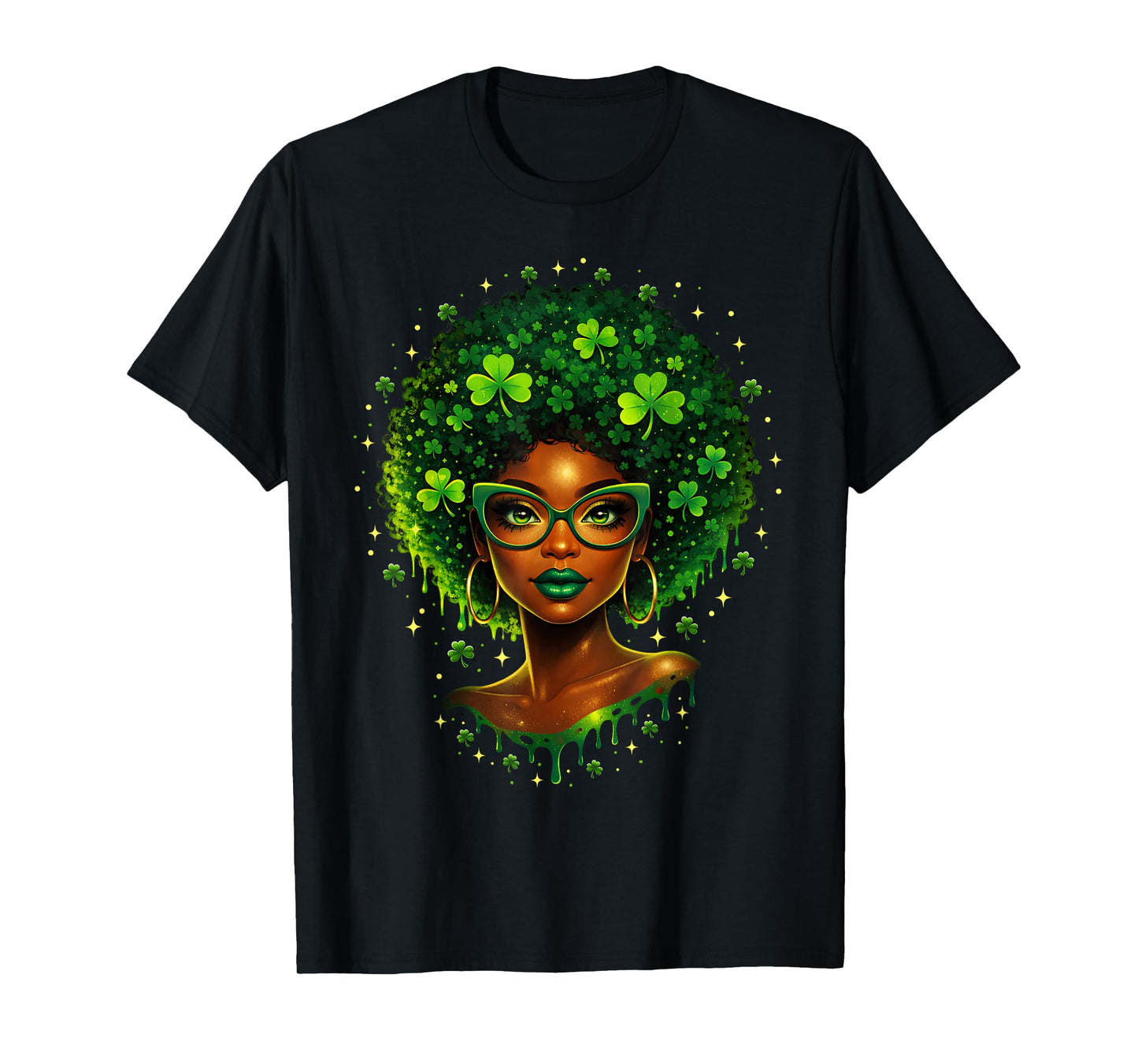 Irish African American Female St Patricks Day Women Black T-Shirt