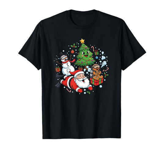 Scuba Diving Scuba Dive Diver Santa Snowman Christmas Tree T-Shirt