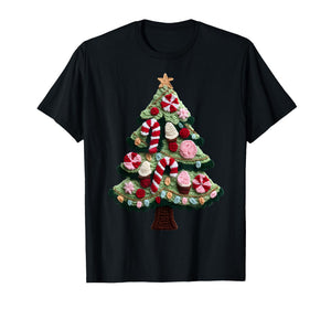 Crochet Candy Christmas Tree Funny Holiday Ugly Sweater Tee T-Shirt