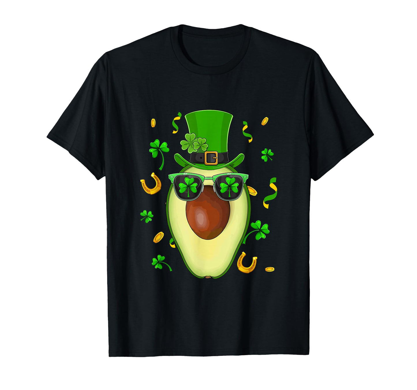 Avocado Sunglasses Shamrocks St. Patrick's Day Irish Vegan T-Shirt