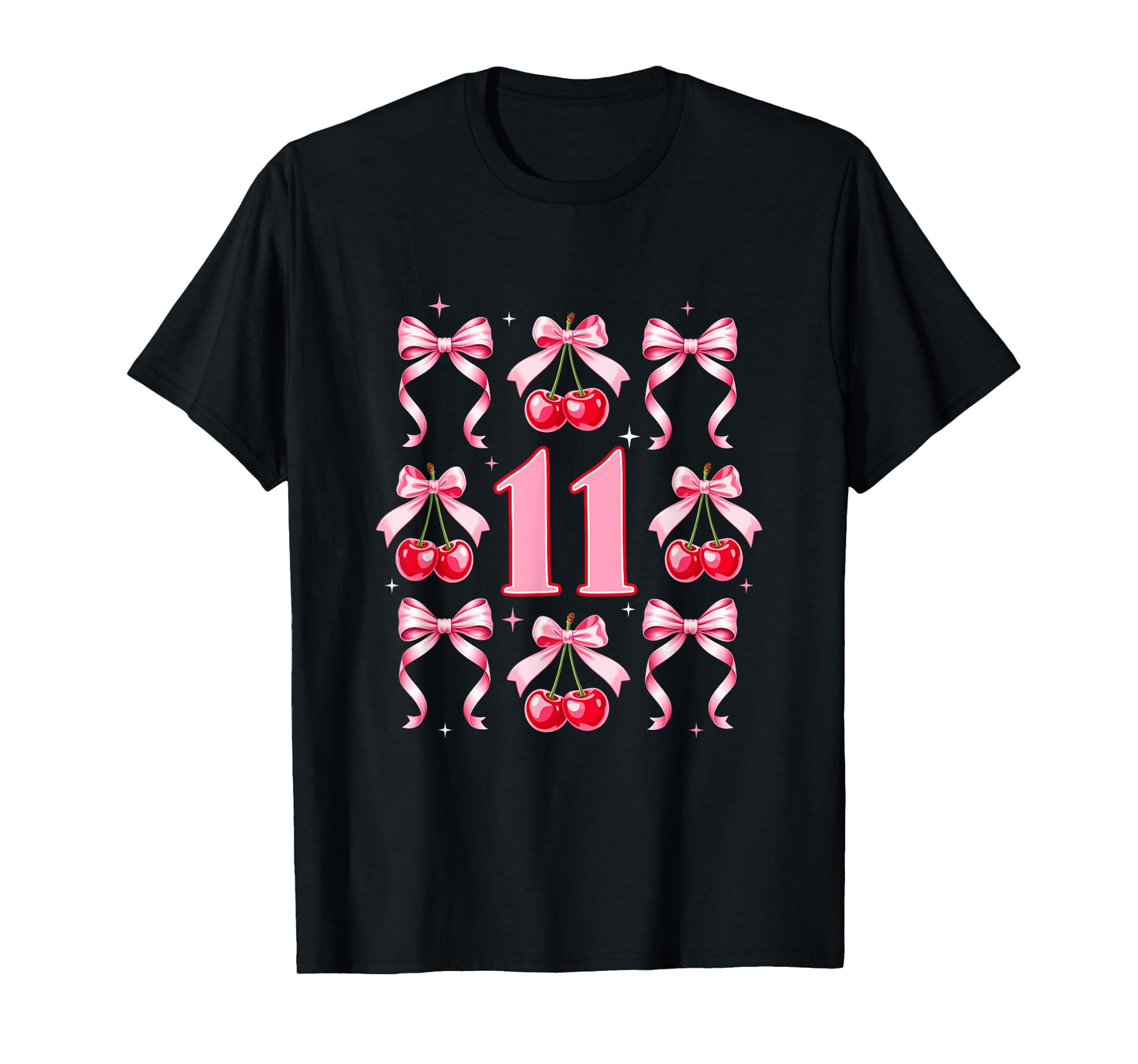 Birthday Girl 11Th Birthday Cherry Coquette Bow 11 Years Old T-Shirt