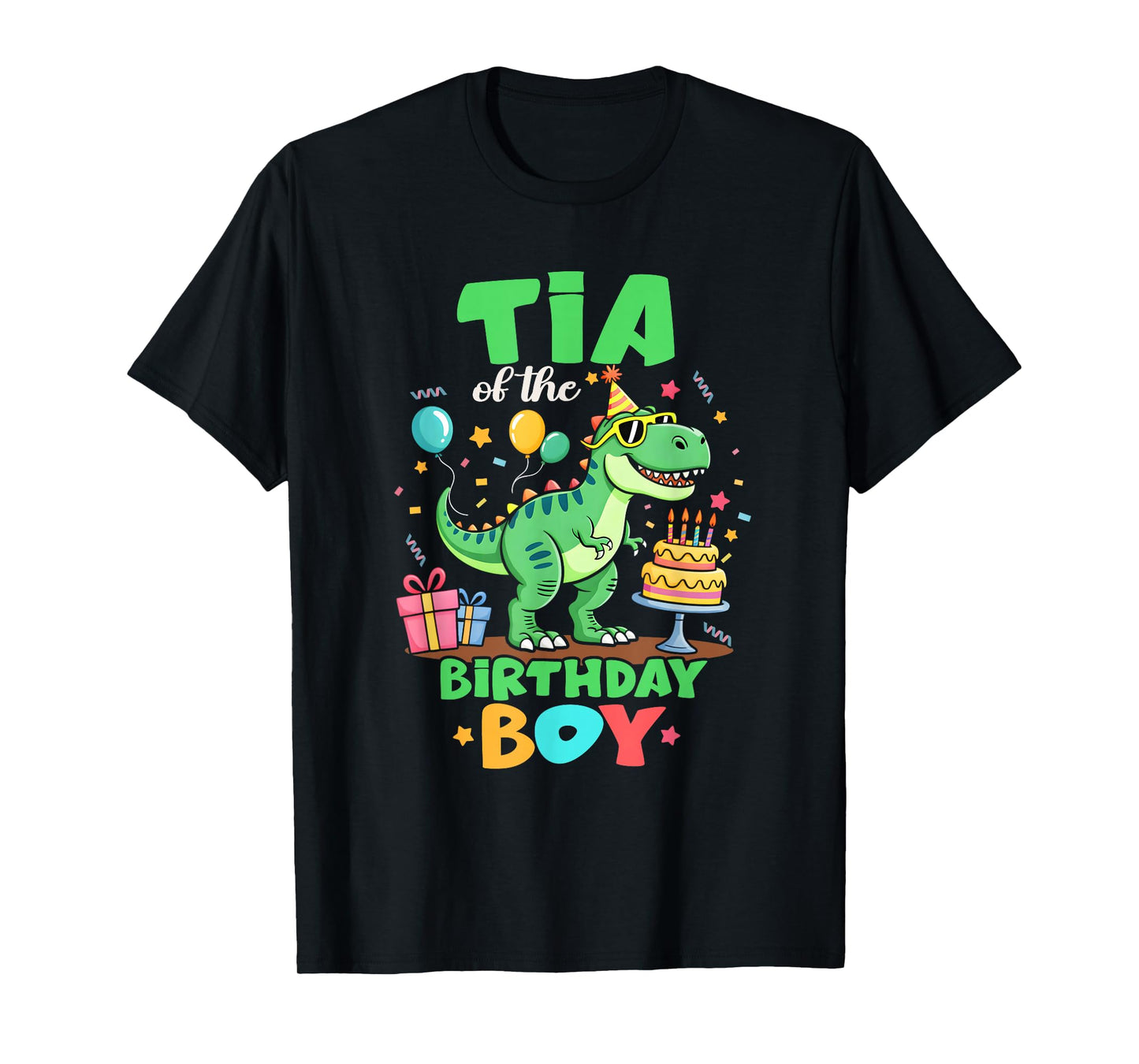 Tia of The Birthday Boy T Rex Dinosaur Family Party T-Shirt
