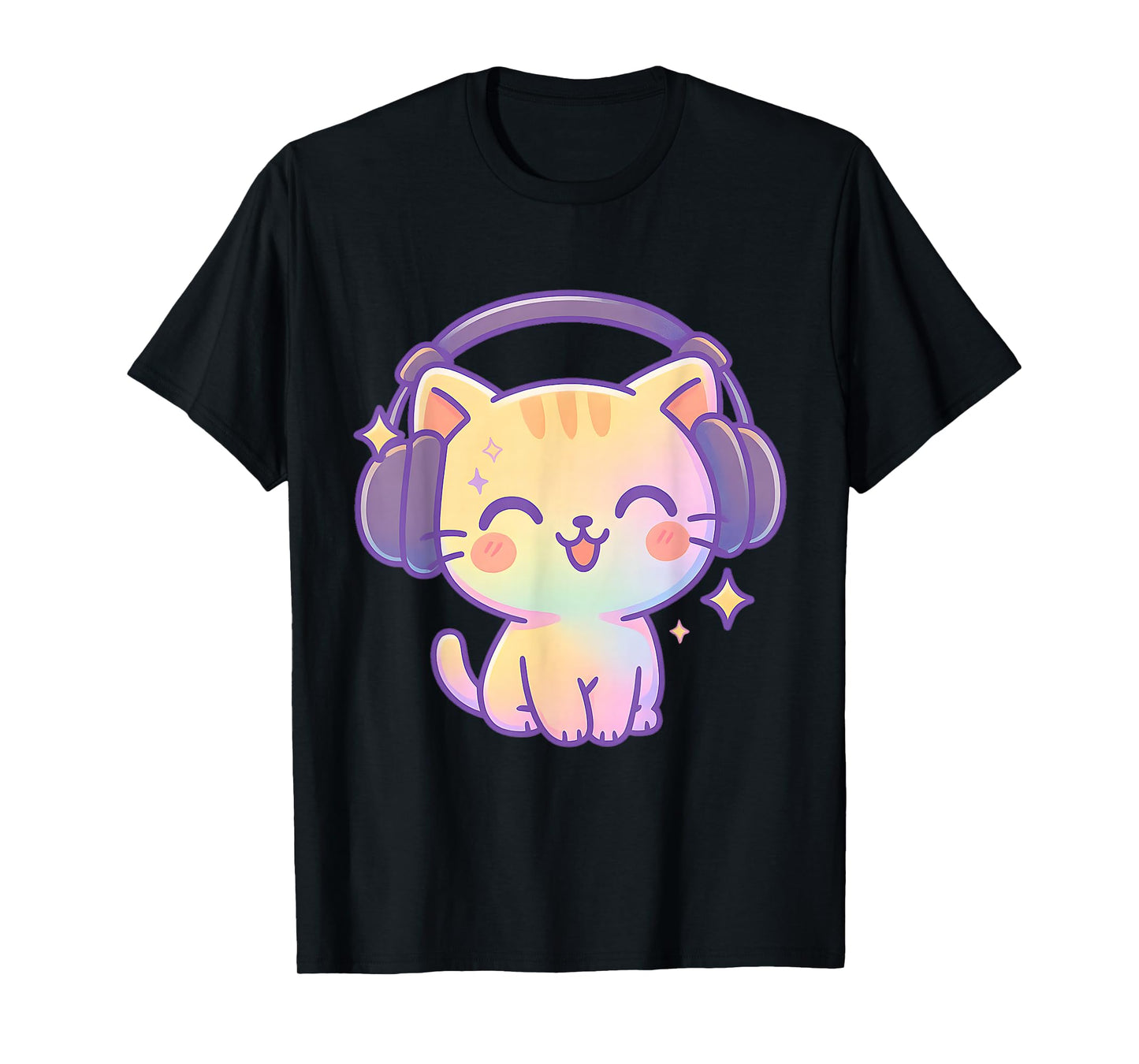 Pastel Goth Cat Headphones T-Shirt