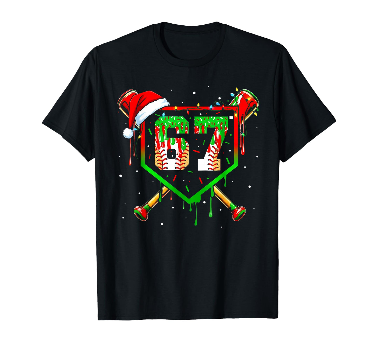 Funny Meme 67 Christmas Baseball Ice Cream Men Boy Xmas T-Shirt