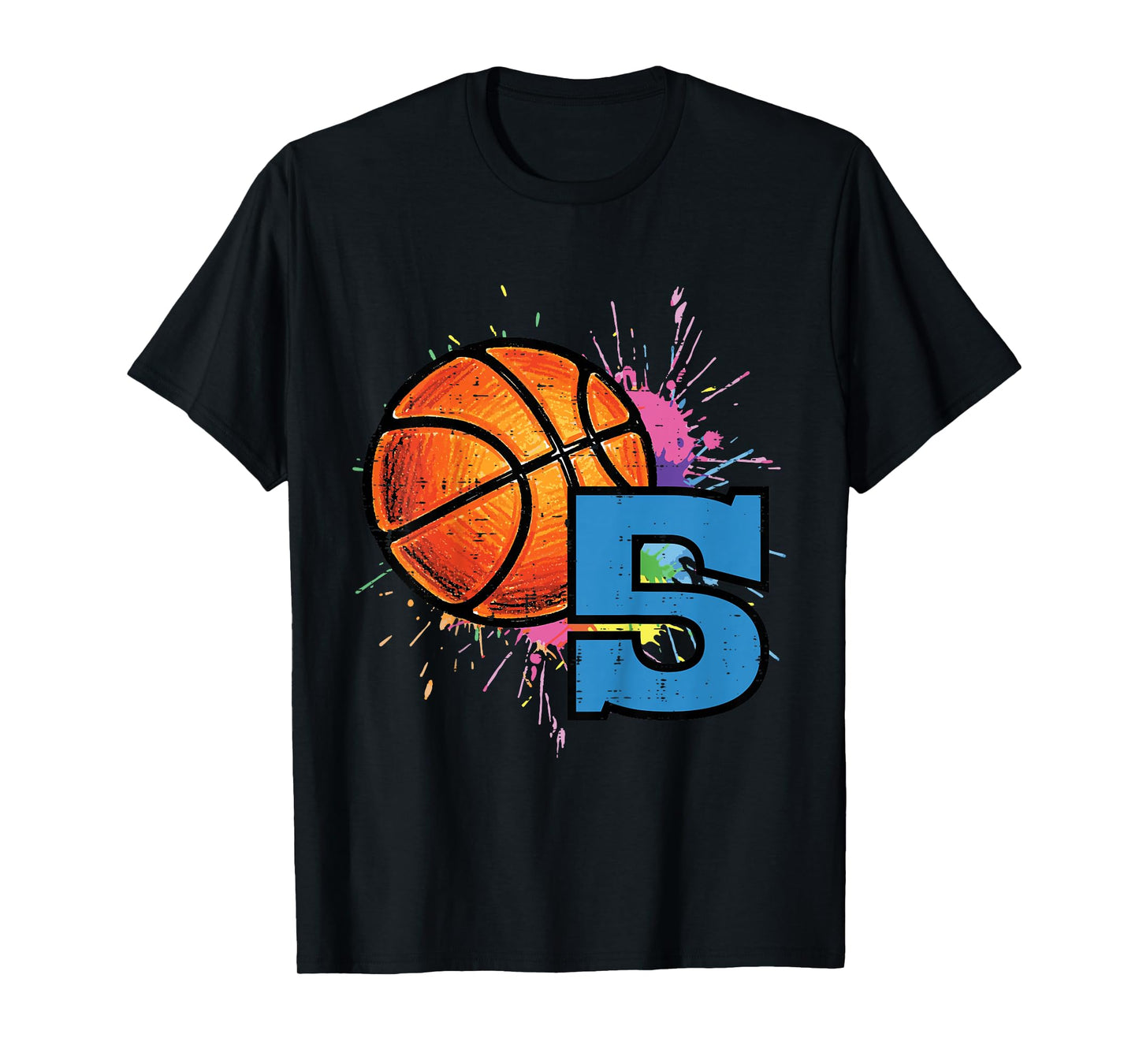 Kids 5th Birthday Basketball 5 Year Old Bday Sports Boys Kids T-Shirt
