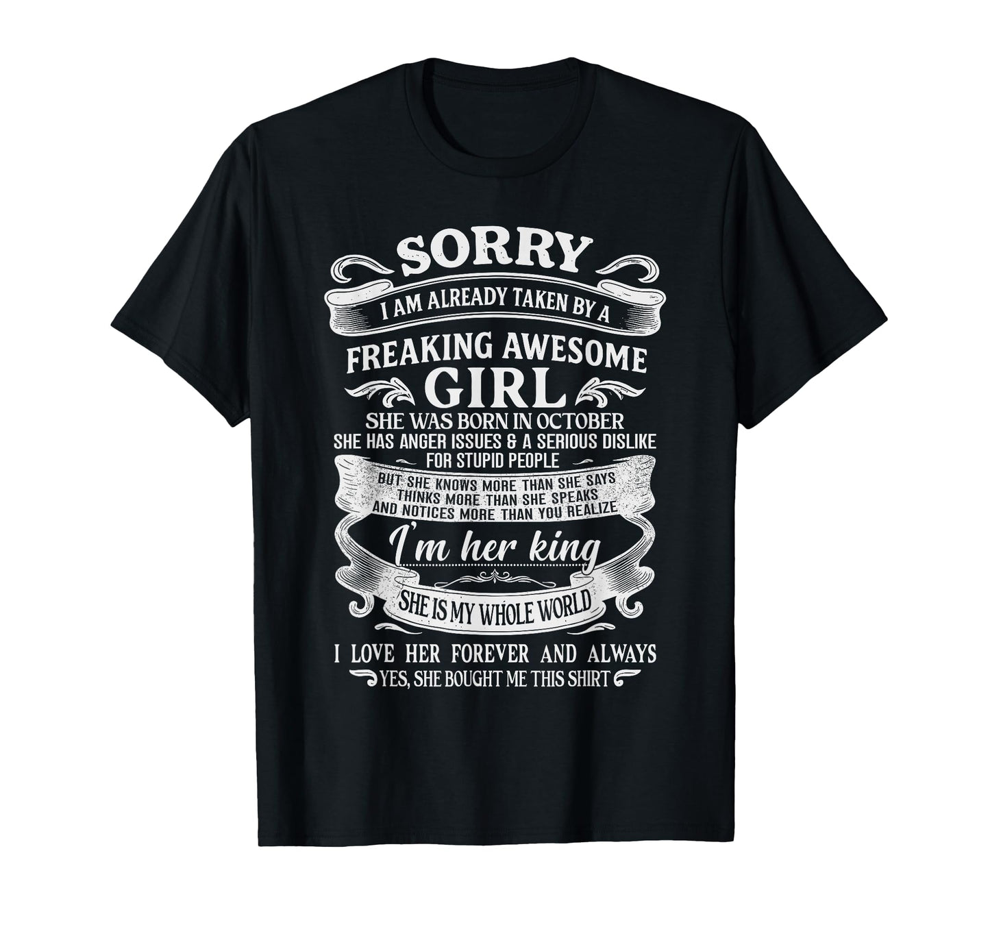 I Am Already Taken by Freaking Awesome Girl Born in October T-Shirt