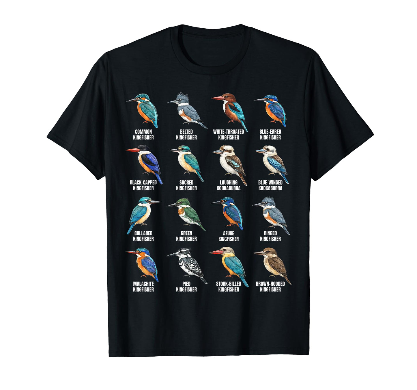 Types of Kingfishers – Kingfisher Species Ornithology Birds T-Shirt
