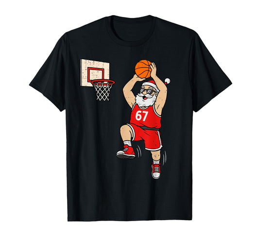 67 Basketball Santa Six Seven Meme Christmas Sport Mens Boys T-Shirt