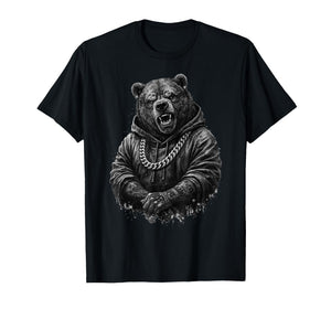 Gangster Bear Tattoo Hip Hop Animal Punk Rap Urban T-Shirt