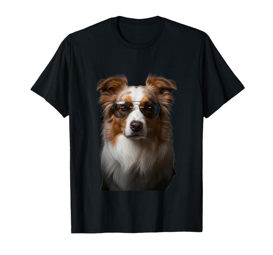 Cool Red Merle Border Collie Scene for Dog Fans T-Shirt
