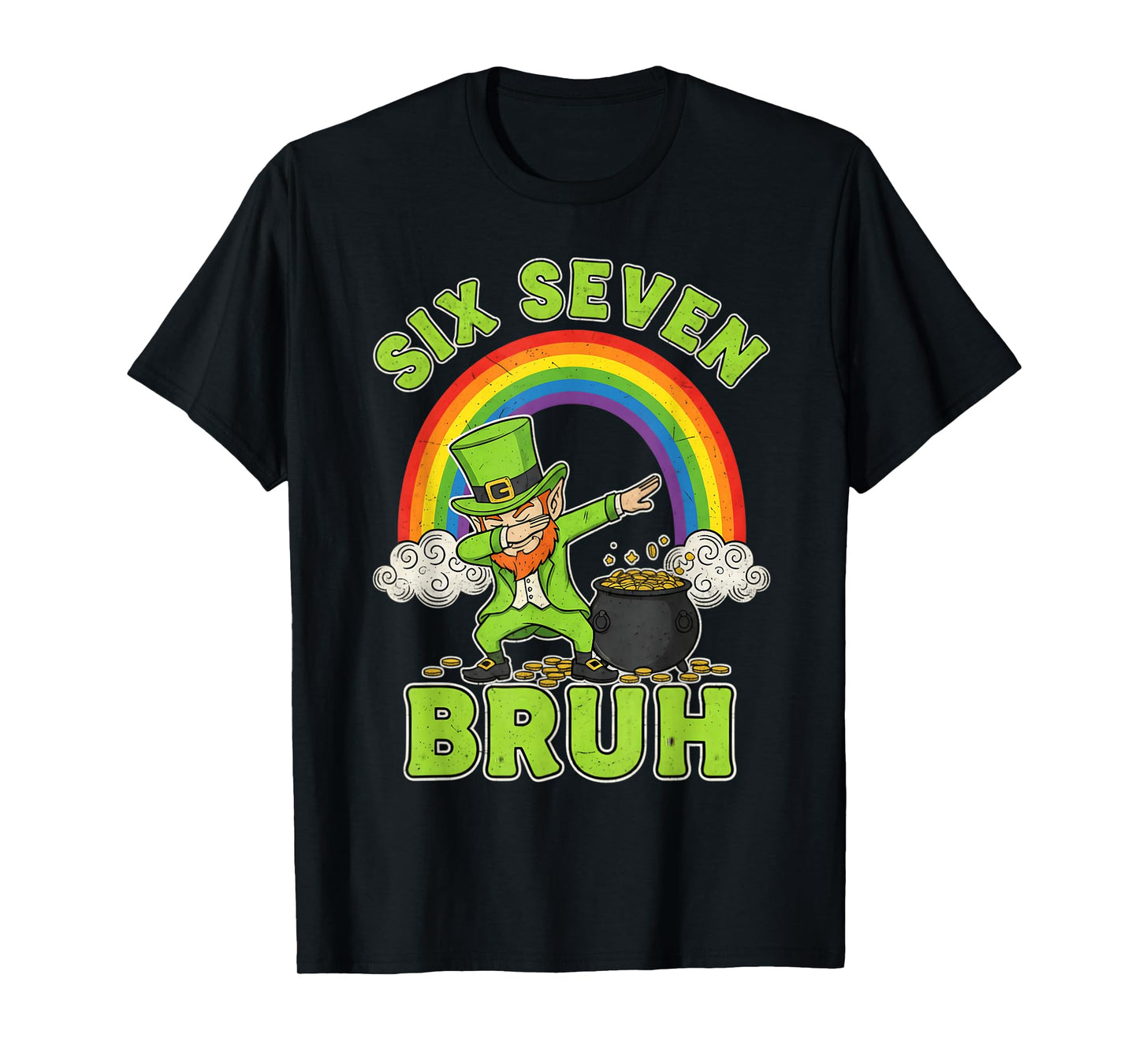 Six Seven St Patricks Day Dabbing Leprechaun Boys Girls Men T-Shirt