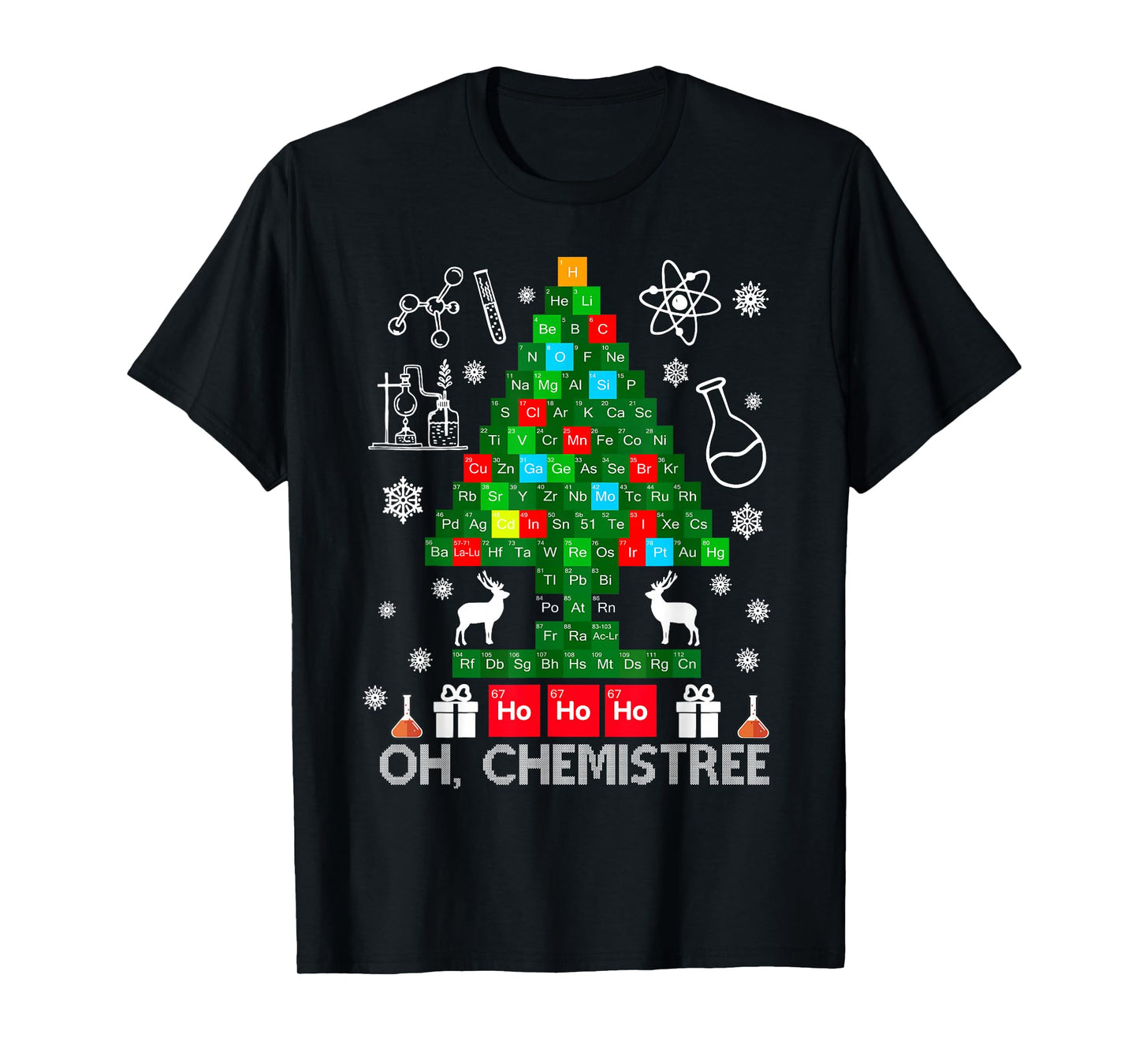 Oh Chemistree Scientist Chemical Christmas Xmas Teacher T-Shirt