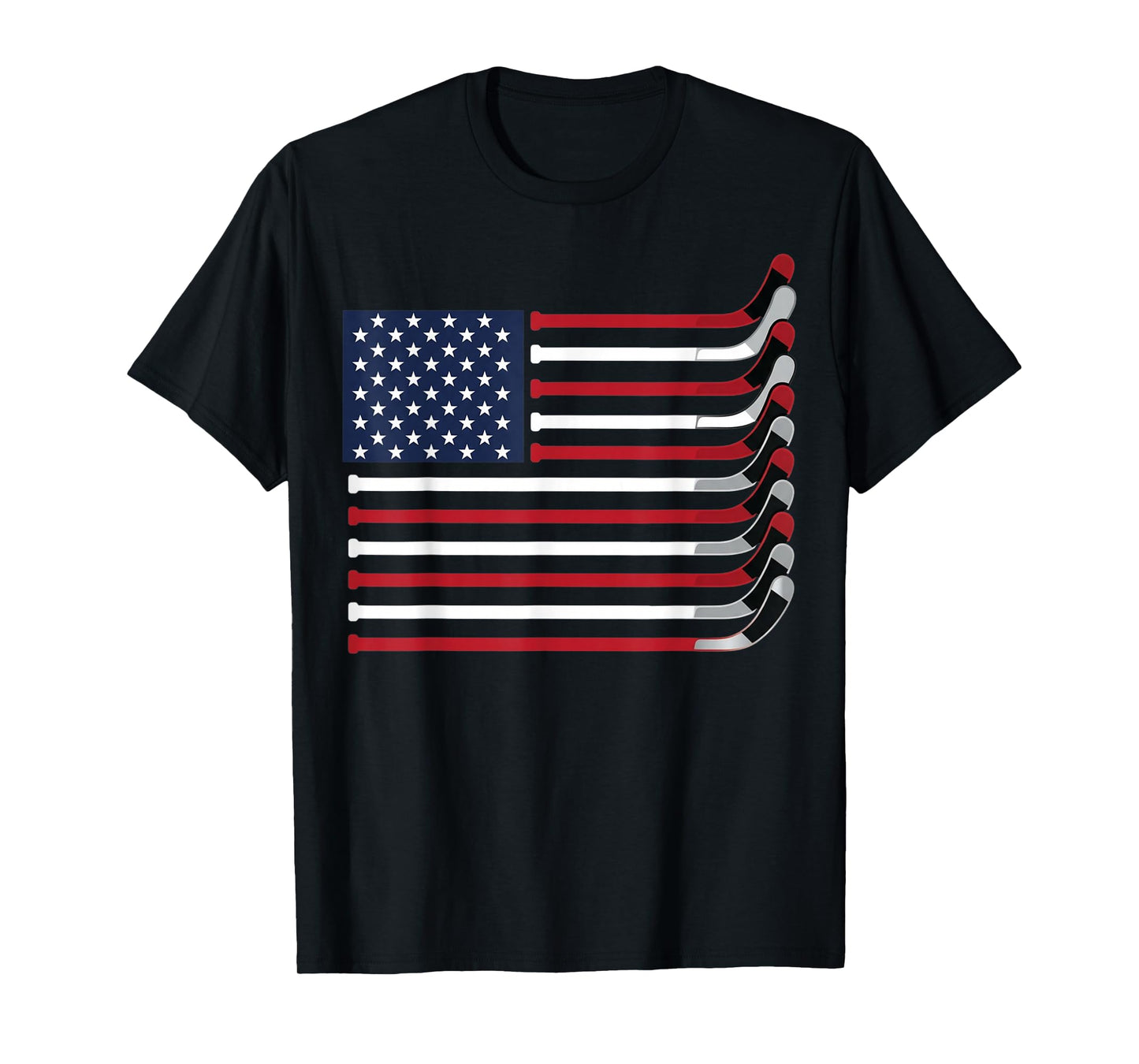 Hockey Stick USA Flag Hockey Player T-Shirt