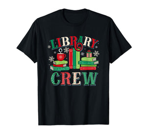 Library Crew Book Lovers Reader Teacher Librarian Christmas T-Shirt