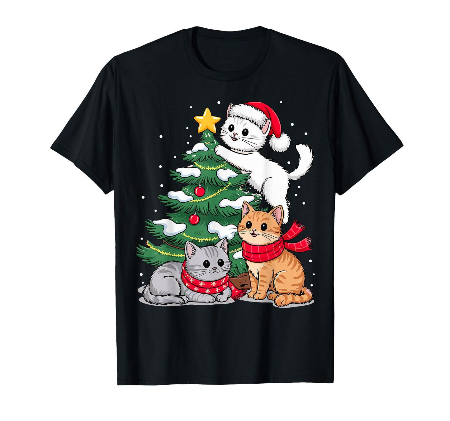 Christmas Tree Cats Xmas T-Shirt