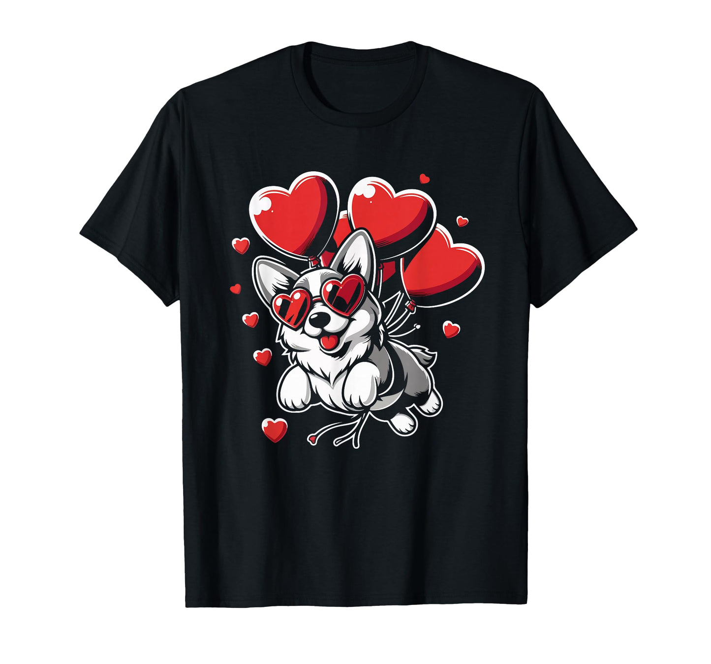 Funny Cute Dog Valentines Day Heart Balloons Corgi Dog Lover T-Shirt