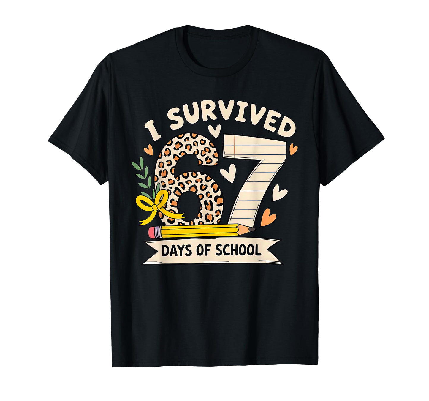 I Survived 67 Days of School Leopard Student Style T-Shirt
