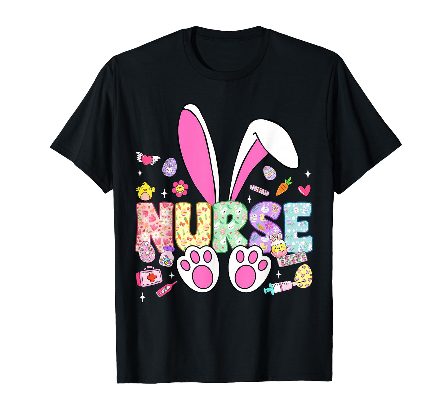 Happy Easter Day Bunny Ears Stethoscope Floral Nurse Life T-Shirt