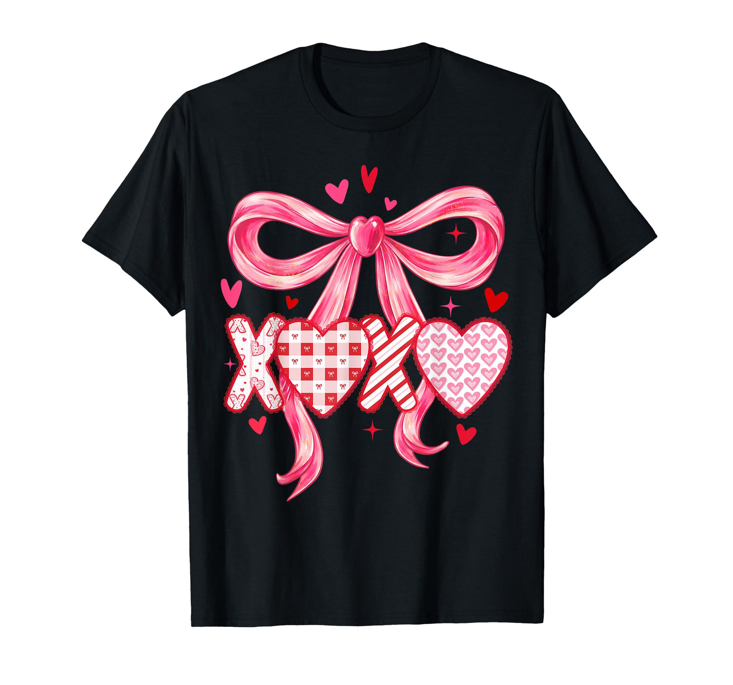 Preppy XOXO Valentines Day Coquette Bow Girls Women Loved T-Shirt