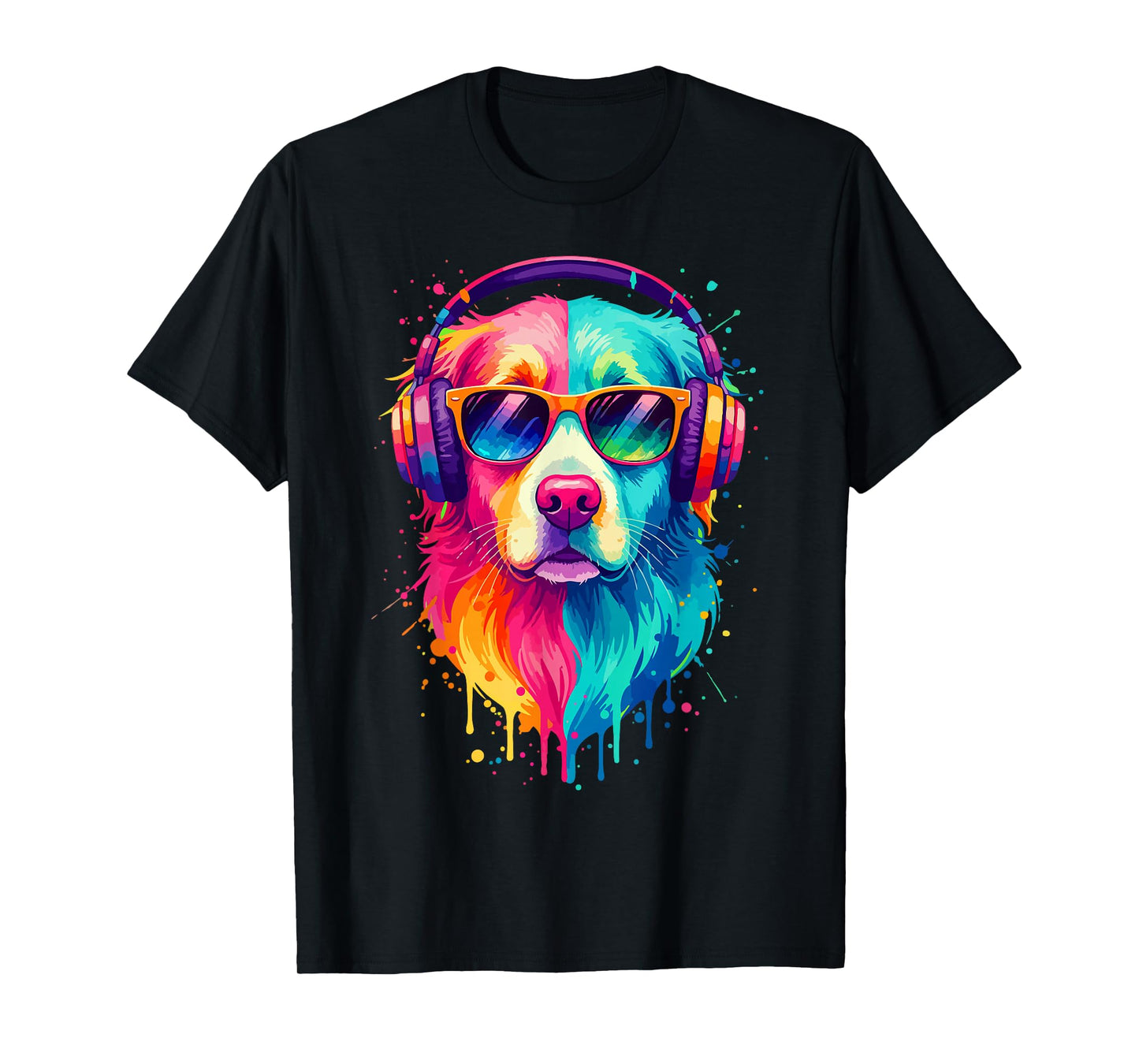 Dog Wearing Headphones and Sunglasses EDM Rave Design T-Shirt