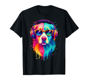 Dog Wearing Headphones and Sunglasses EDM Rave Design T-Shirt