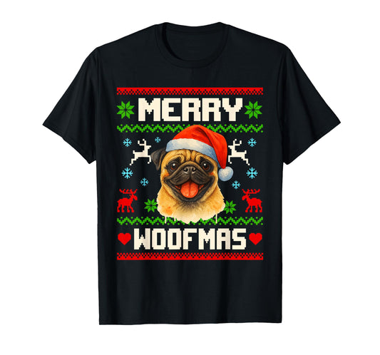 Funny Pug Christmas Ugly Sweater Pet Dog Lover Xmas T-Shirt