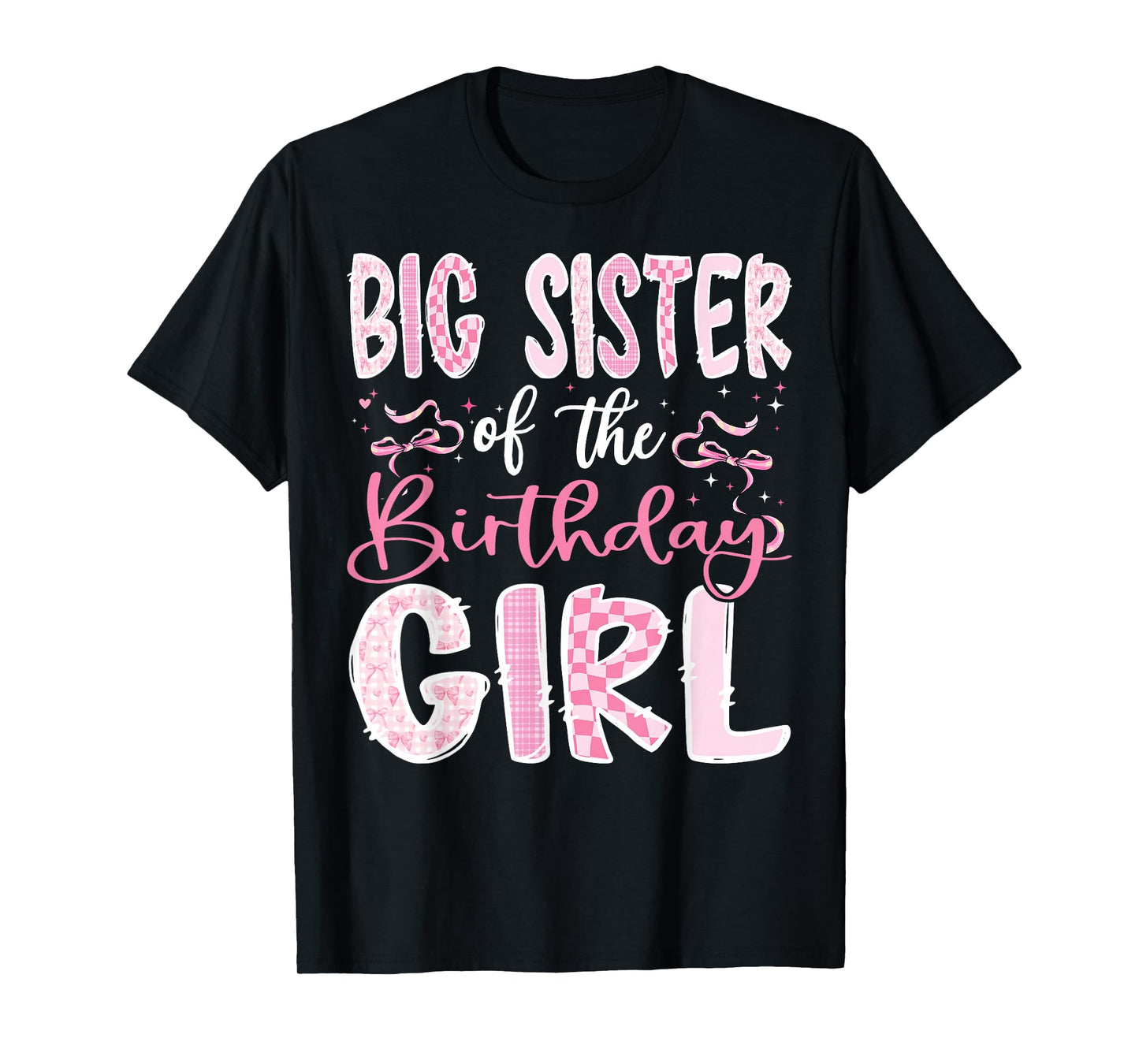 Big Sister of The Birthday Girl Pink Coquette Bow Family T-Shirt
