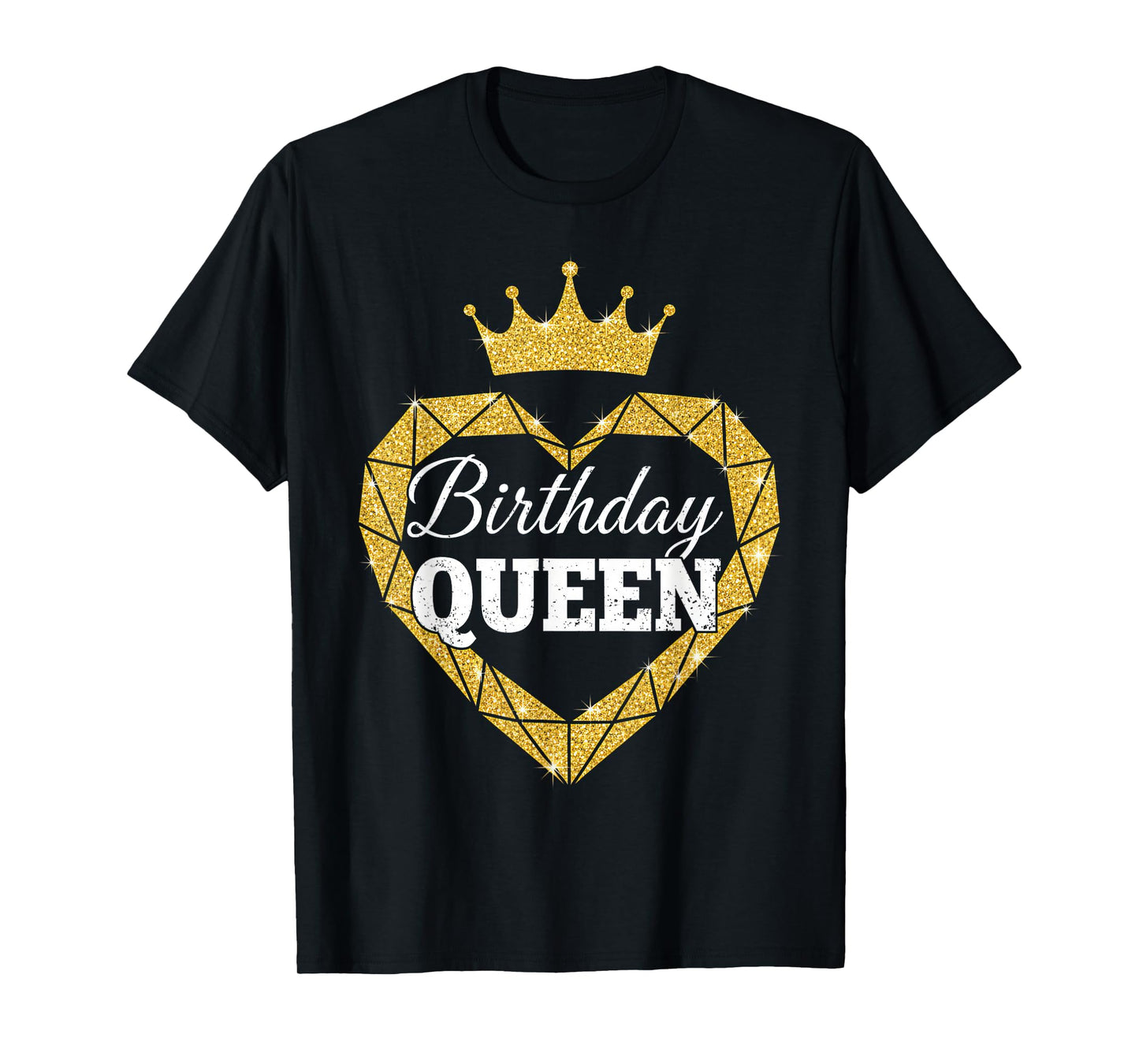 Birthday Queen Crown Golden Sparkle Vibes Party Celebration T-Shirt