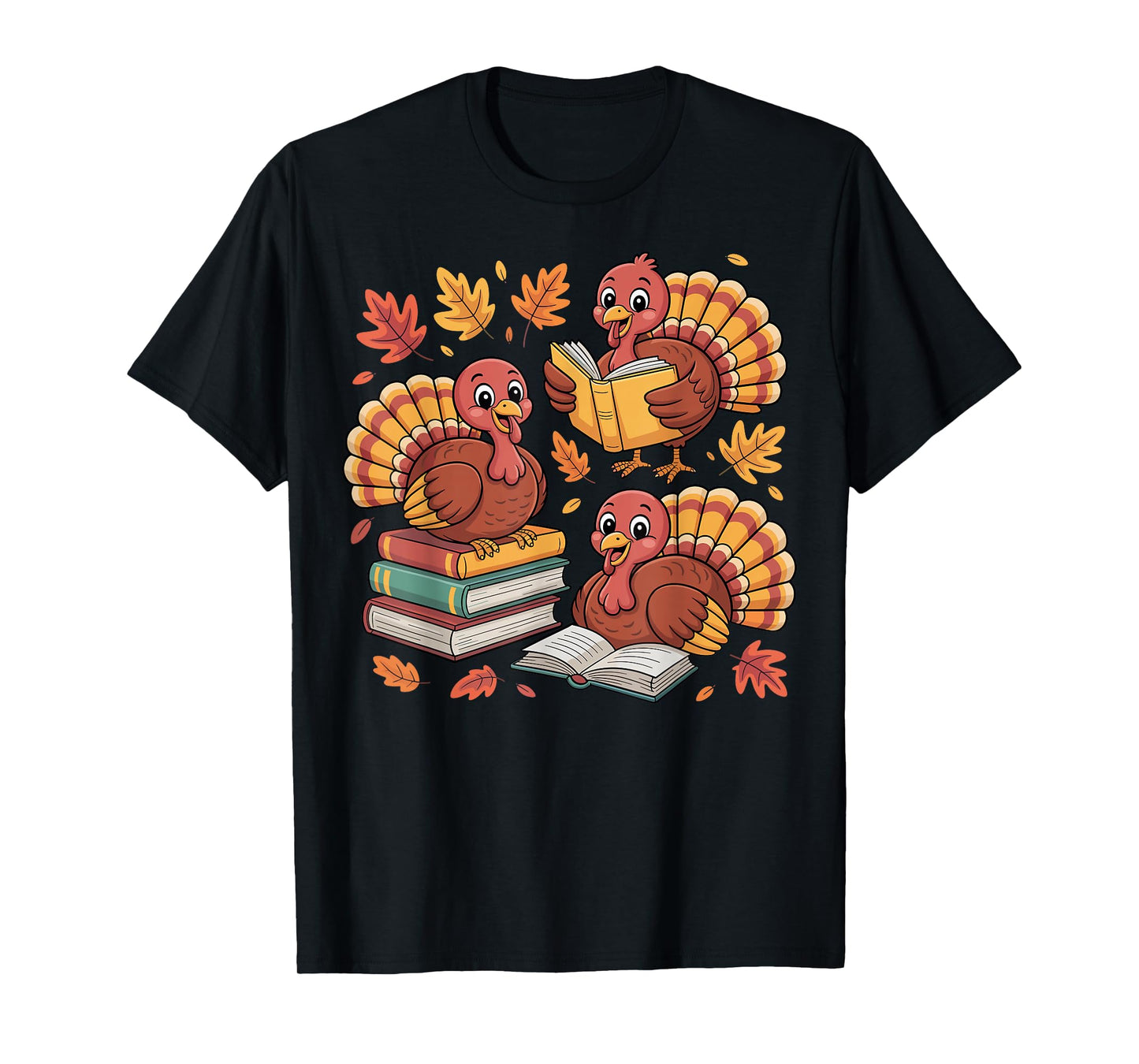Turkey Reading Books Fall Thanksgiving Teacher Librarian T-Shirt
