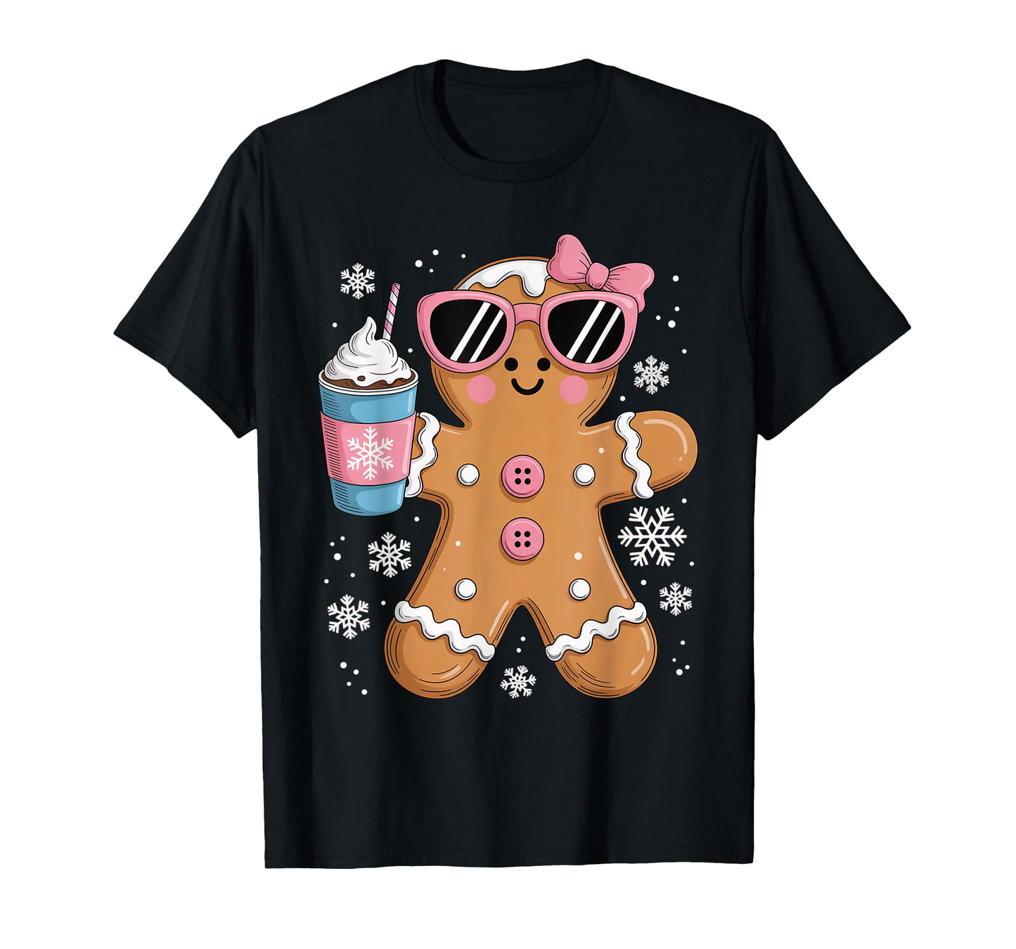 Gingerbread Drinking Hot Chocolate Bougie Women Christmas T-Shirt