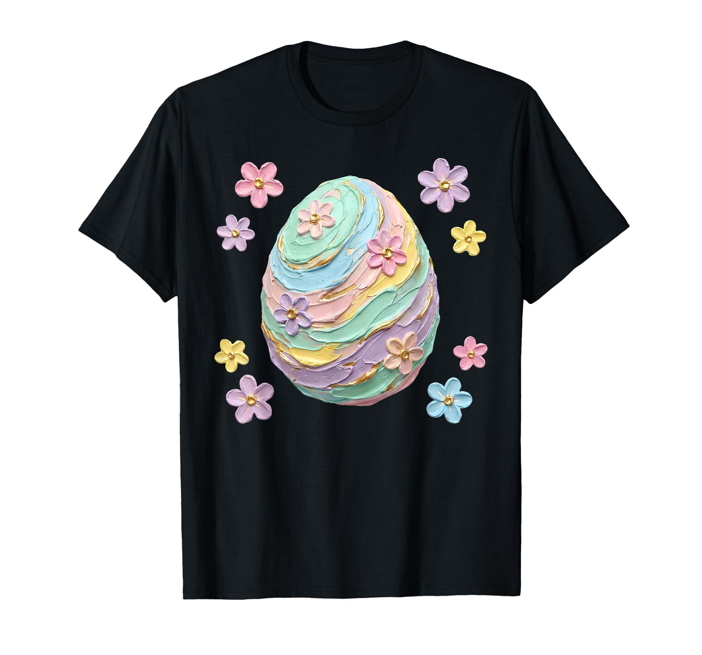 Hand Paint Pastel Easter Egg Flowers T-Shirt