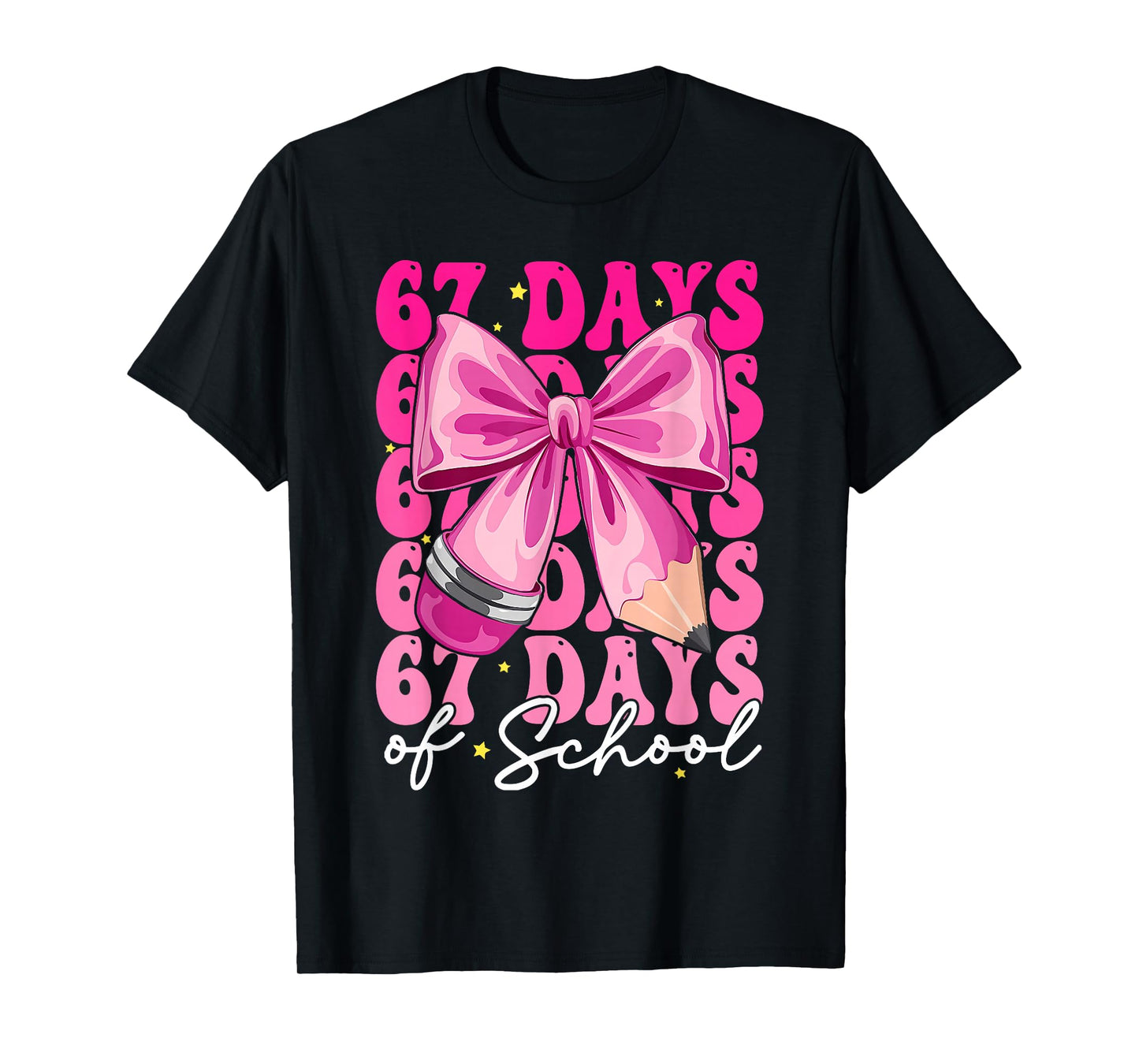 67 Days of School Girls Coquette Bow 67th Day of School T-Shirt