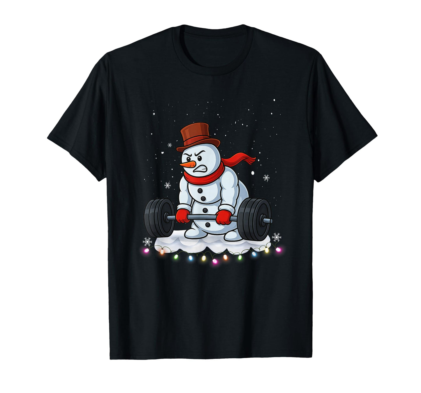 Christmas Weightlifting Snowman Shirt Funny Snowman Gym T-Shirt
