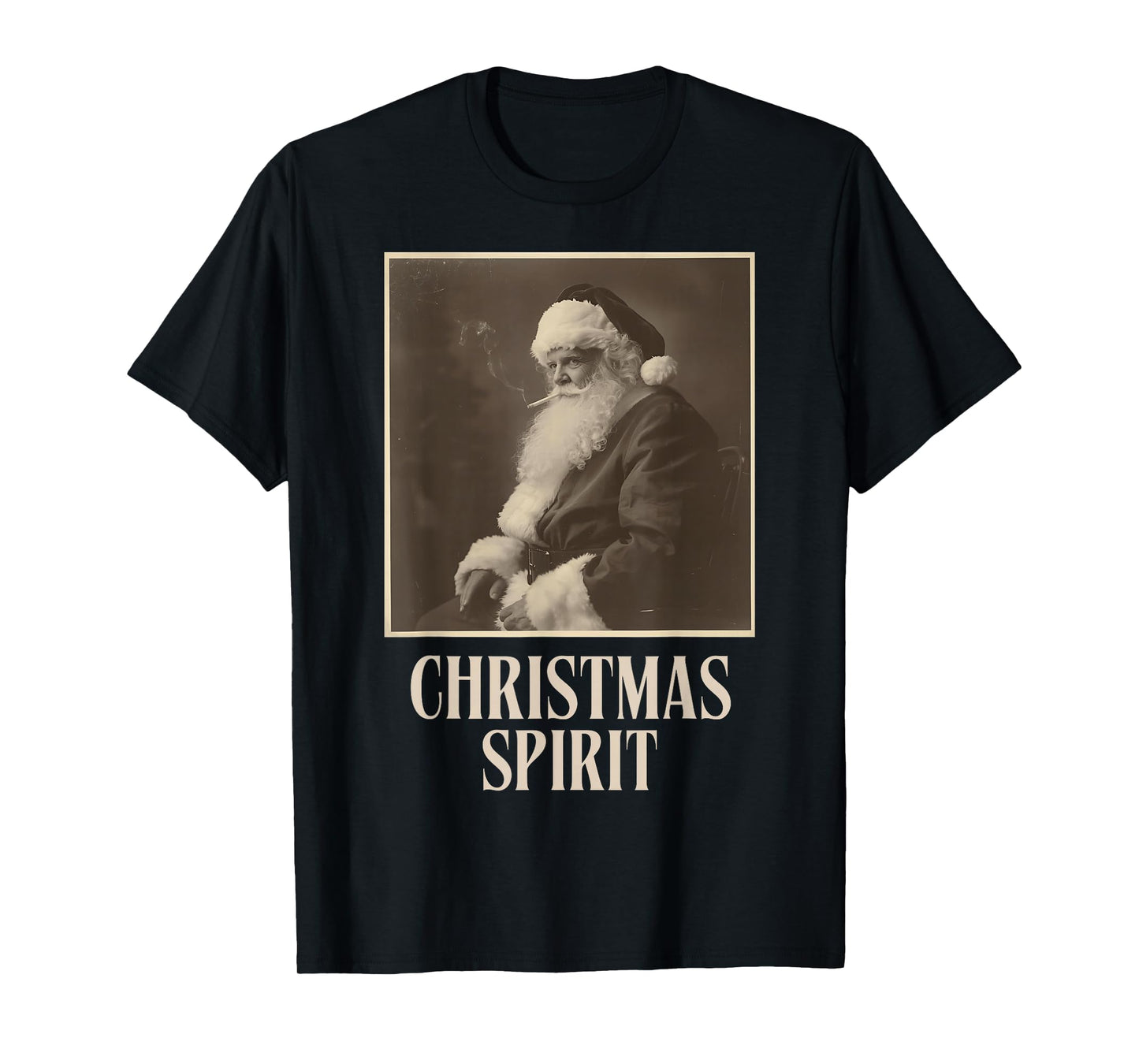 Funny Smoking Santa Claus Christmas Spirit Vintage T-Shirt