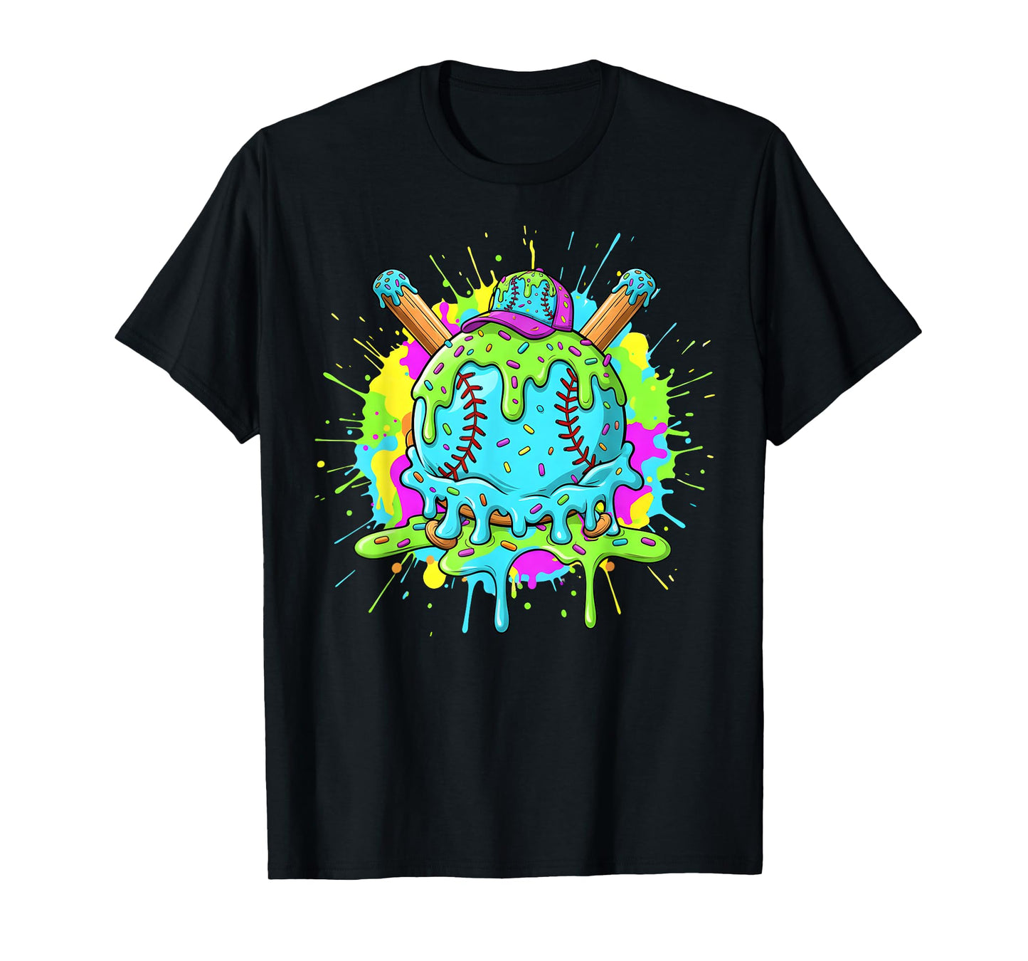 Baseball Drip for Boys Ice Cream Drip Youth Boys Baseball T-Shirt