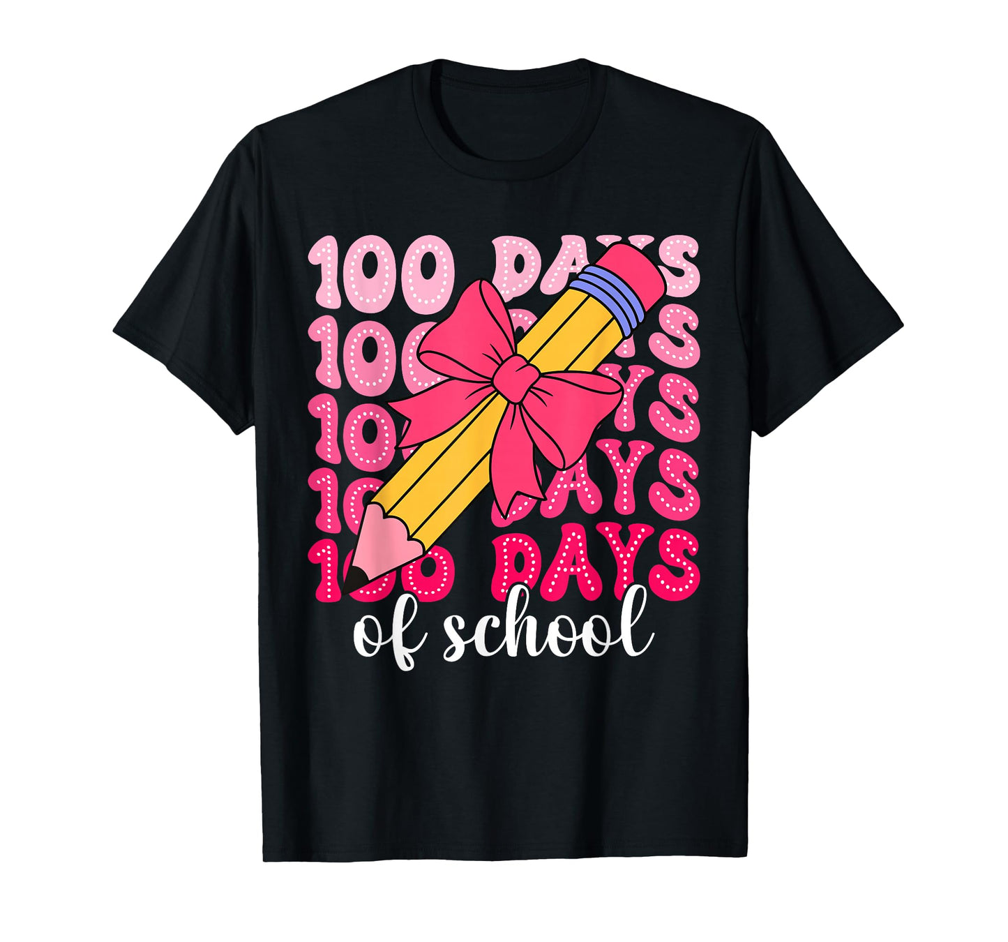 100 Days of School Coquette Bow Girls 100th Day of School T-Shirt
