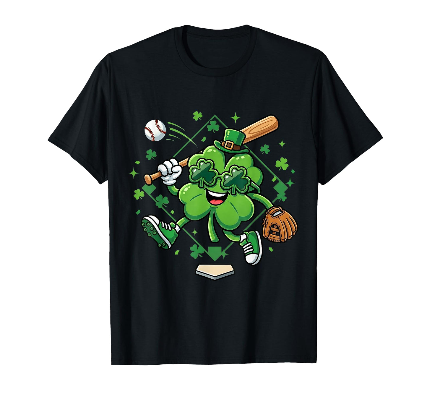 St Patricks Day Baseball Shamrock Saint Paddys Boys Men Kids T-Shirt