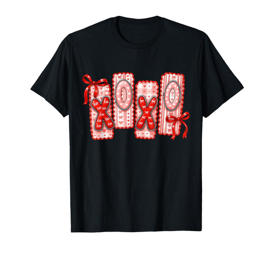 Preppy XOXO Valentine Pink Coquette Bow Girls Women T-Shirt