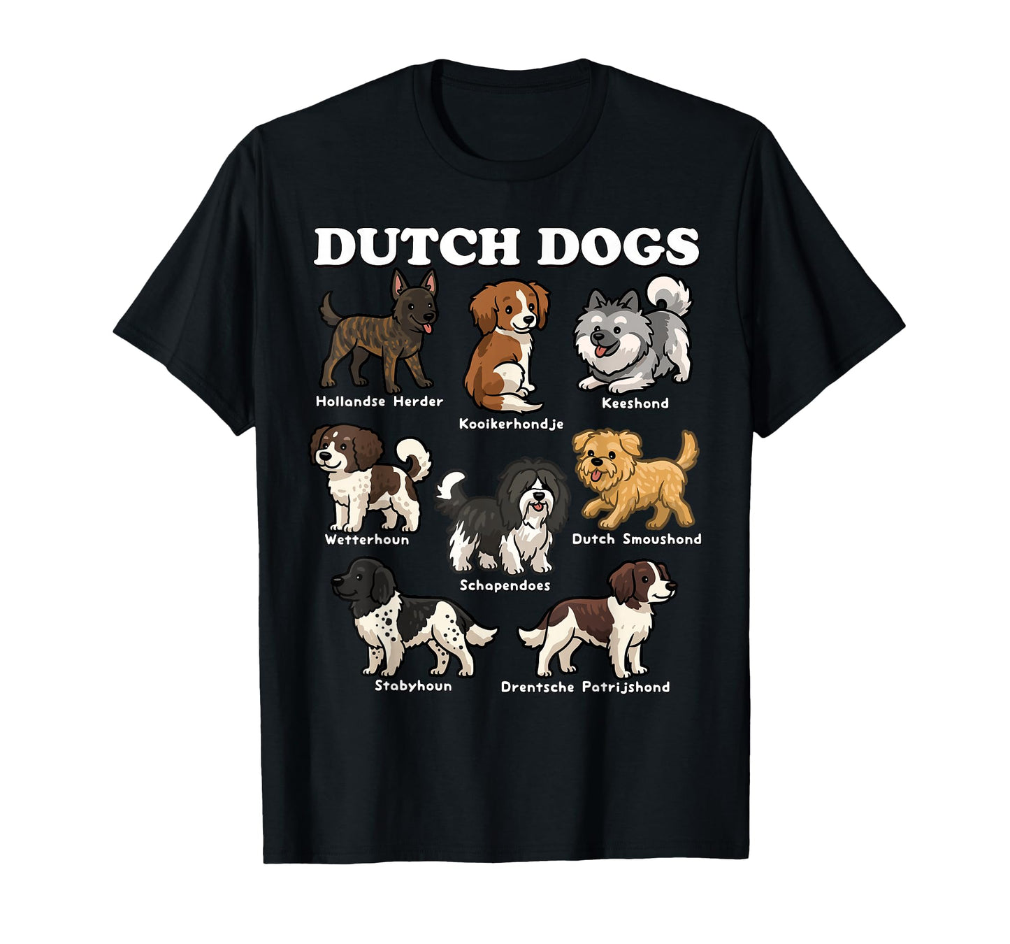 Dutch Dogs Breed Chart Cute Netherlands Dog Breeds Art T-Shirt