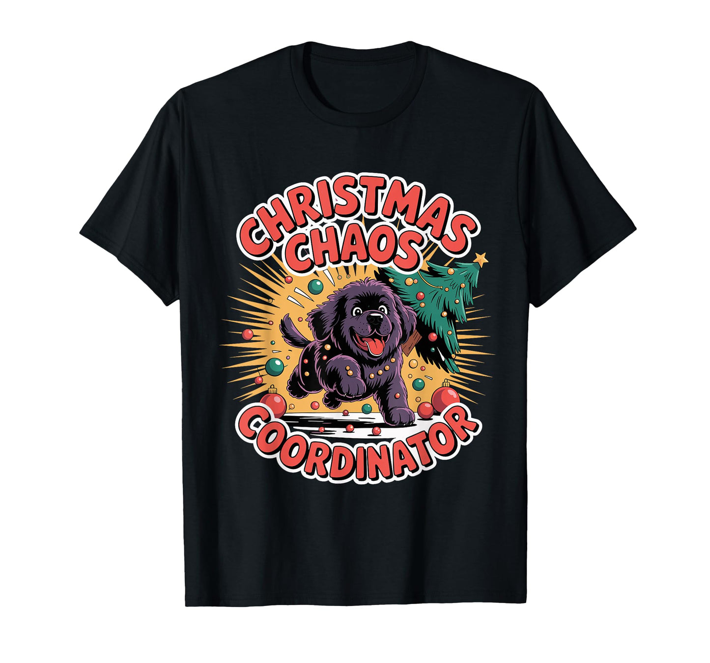 Christmas Chaos Coordinator Xmas Puppy Funny Newfoundland T-Shirt