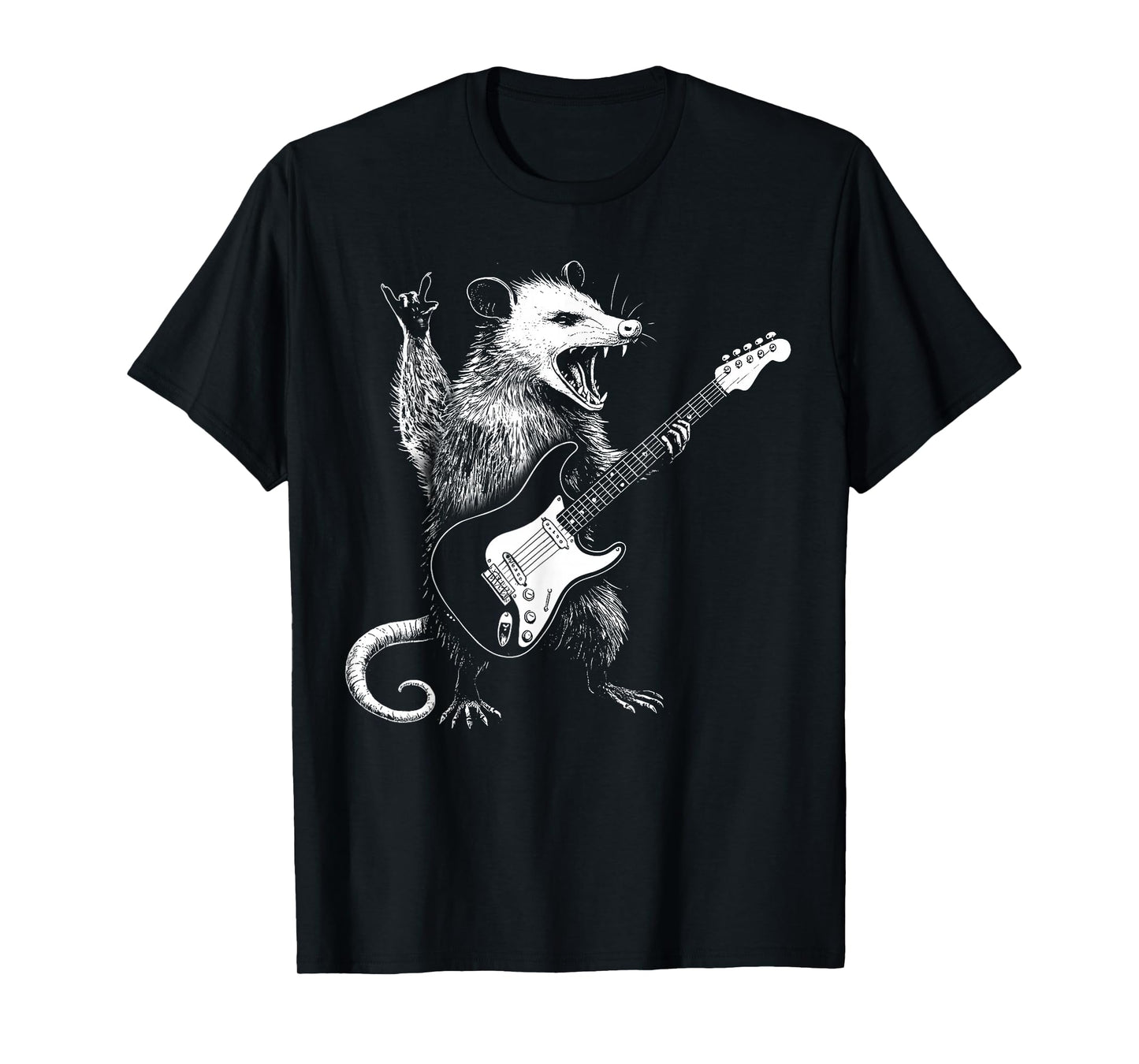 Possum Playing Guitar Music Funny Opossum Rock On Guitarist T-Shirt