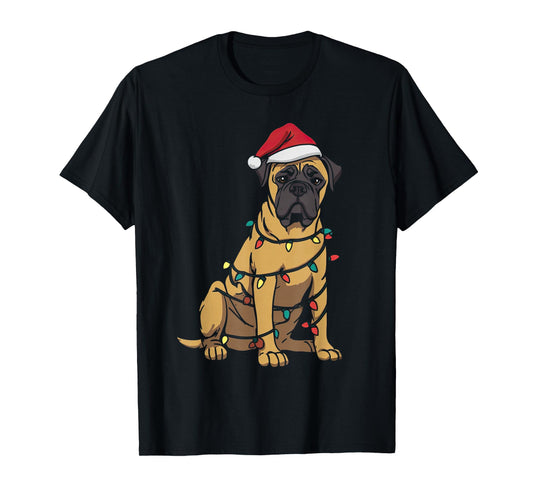 Funny Bullmastiff Christmas Graphics Dog Lights Bull Mastiff T-Shirt