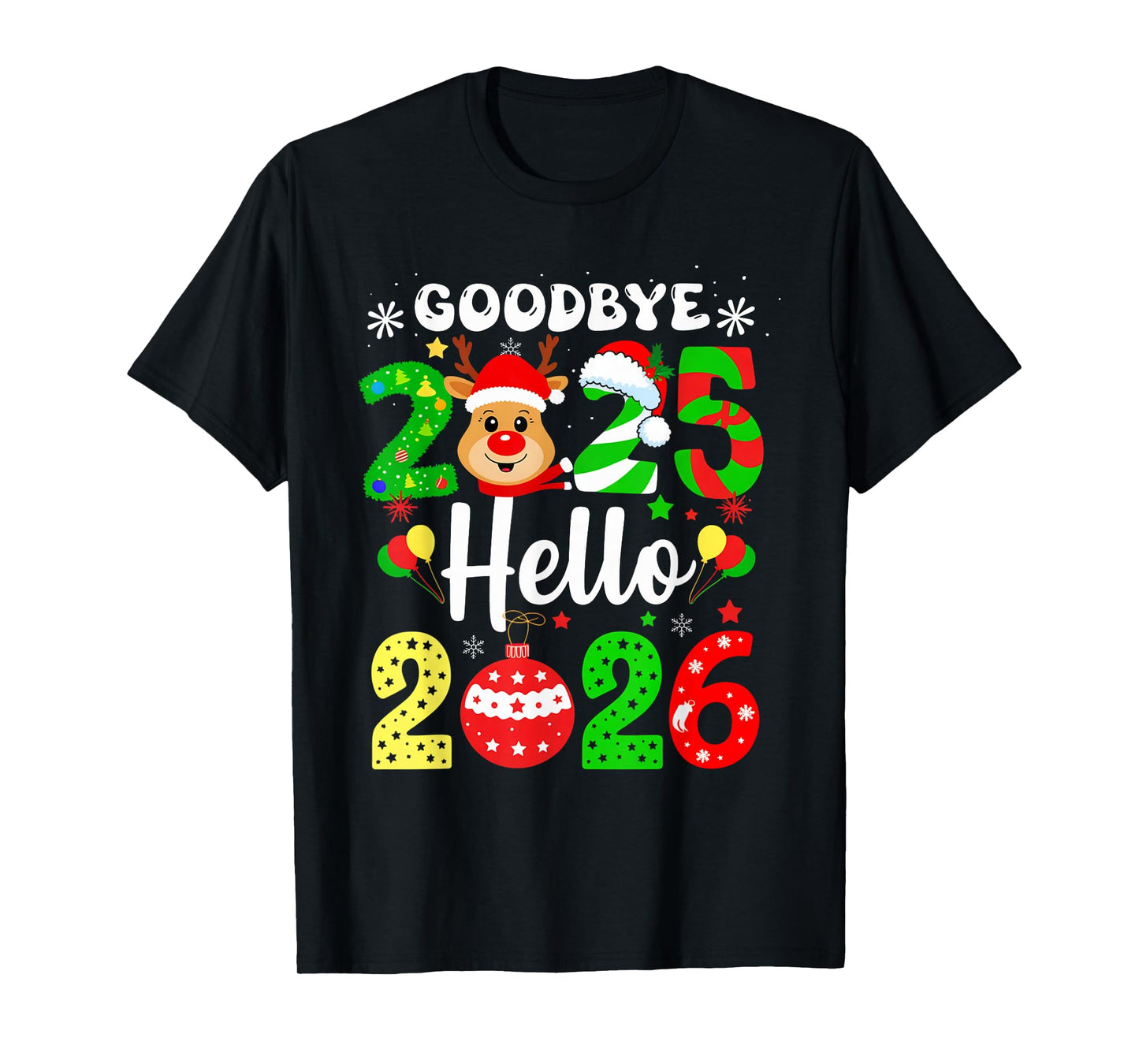 Goodbye 2025 Hello 2026 Happy New Year's Eve Christmas Men T-Shirt